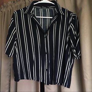 Boohoo Striped Cropped Top